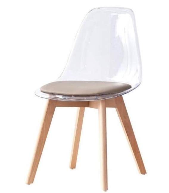 SILLA ESTATUS POLICARBONATO Y MADERA MARRÓN