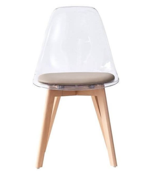 SILLA ESTATUS POLICARBONATO Y MADERA MARRÓN