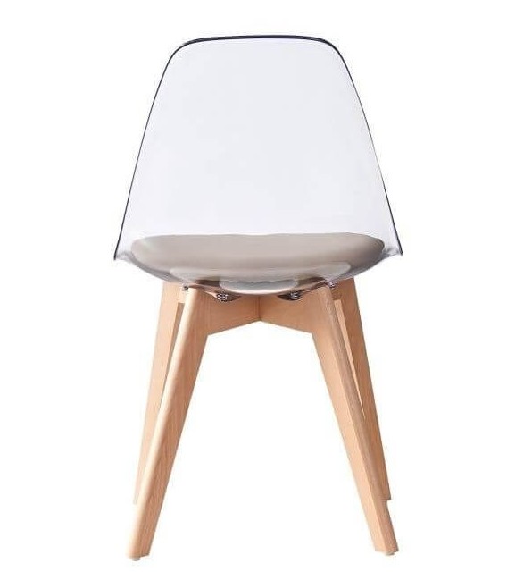 SILLA ESTATUS POLICARBONATO Y MADERA MARRÓN