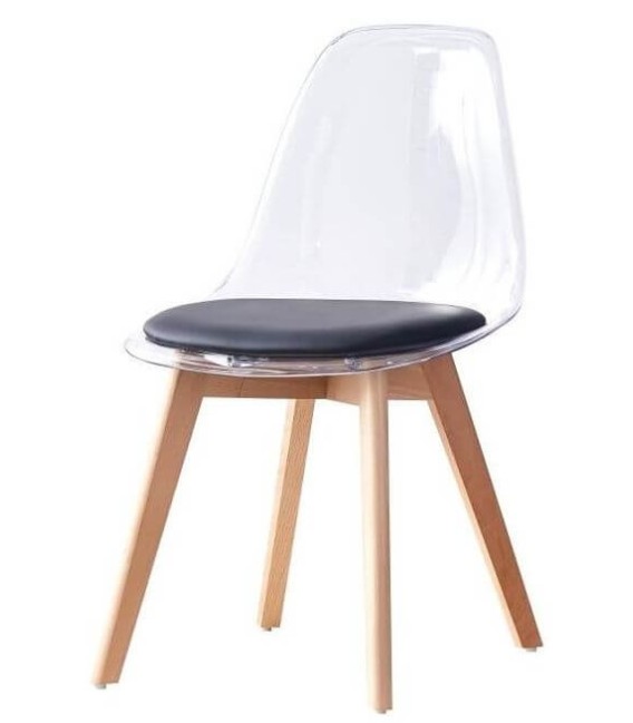 SILLA ESTATUS POLICARBONATO Y MADERA NEGRA 