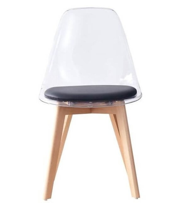 SILLA ESTATUS POLICARBONATO Y MADERA NEGRA 