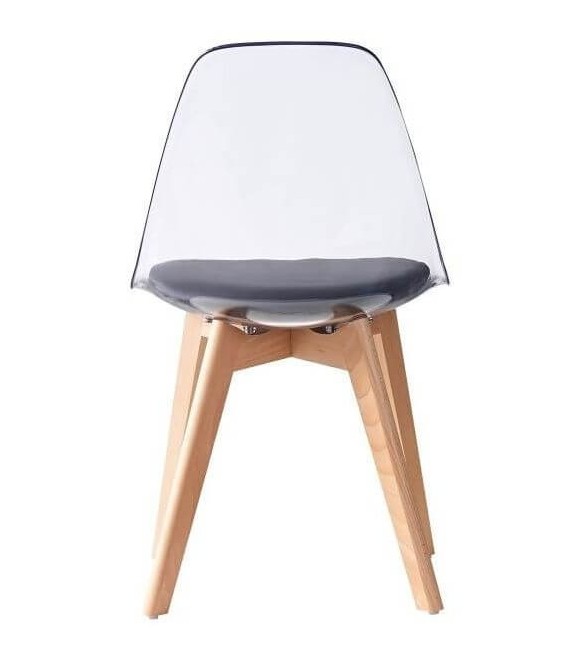 SILLA ESTATUS POLICARBONATO Y MADERA NEGRA 