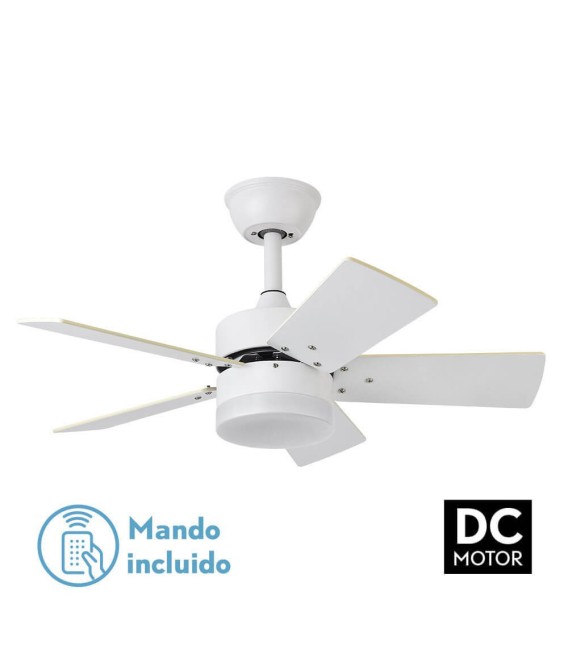 VENTILADOR DC MARTA MADERA Y METAL BLANCO 