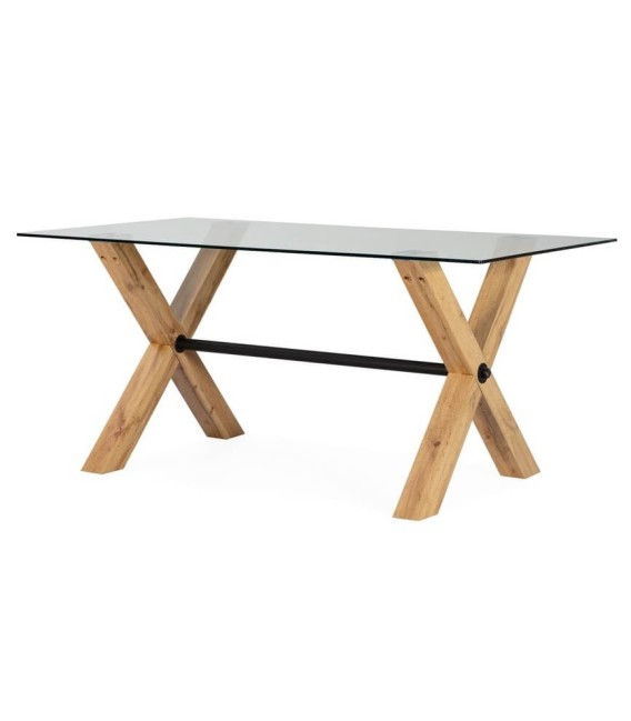 MESA ASPAS MADERA Y CRISTAL 