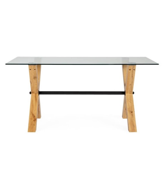 MESA ASPAS MADERA Y CRISTAL 