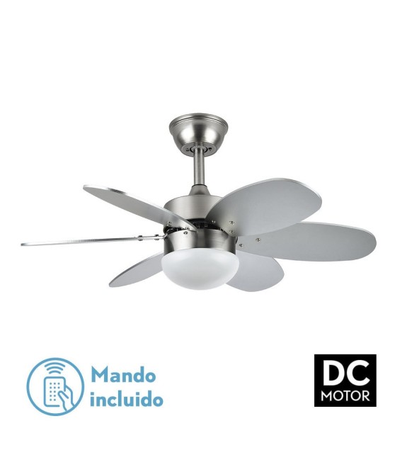 VENTILADOR DC ALVES METAL Y MADERA PLATA 85 Ø