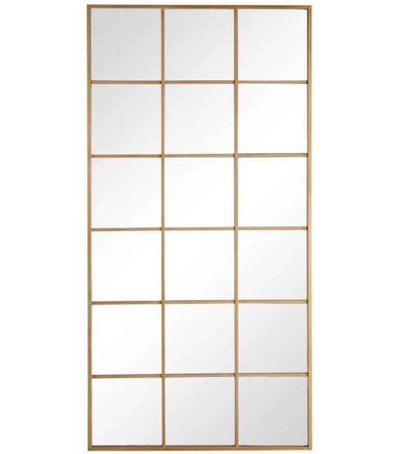 ESPEJO VESTIDOR VENTANA METAL ORO