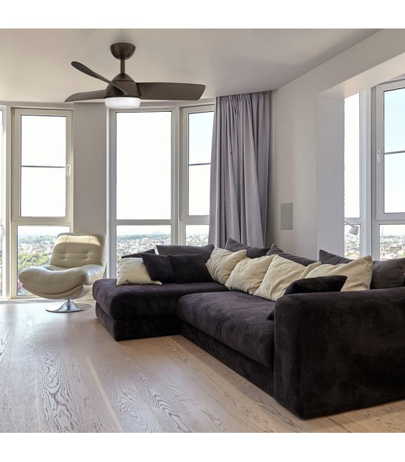 VENTILADOR DC HAUR METAL Y MADERA MARRÓN 