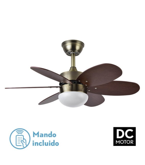 VENTILADOR DC ALVES METAL Y MADERA NOGAL 85 Ø 