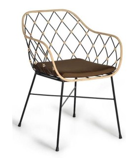 SILLA MALALO METAL RATÁN Y TEXTIL 