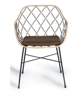 SILLA MALALO METAL RATÁN Y TEXTIL 