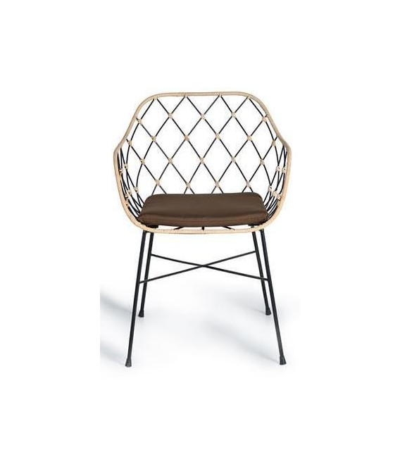 SILLA MALALO METAL RATÁN Y TEXTIL 