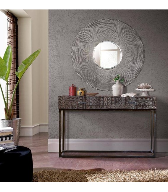 CONSOLA AZTECA MADERA Y METAL