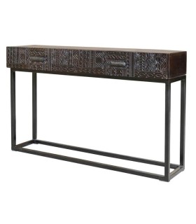 CONSOLA AZTECA MADERA Y METAL