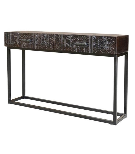CONSOLA AZTECA MADERA Y METAL