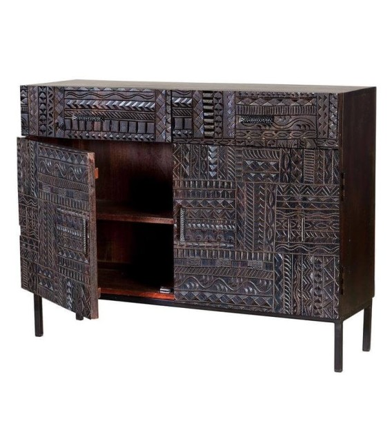 TAQUILLÓN AZTECA MADERA Y METAL MDMHOGAR