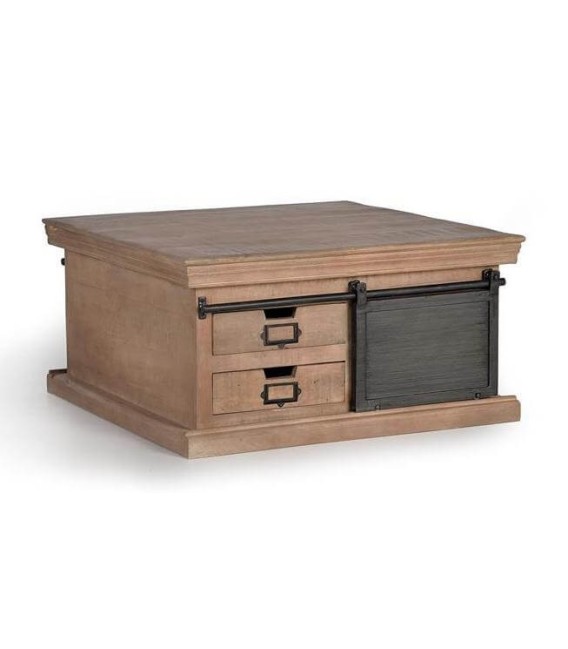 MESA DE CENTRO MANHATTAN  MADERA Y METAL MDMHOGAR