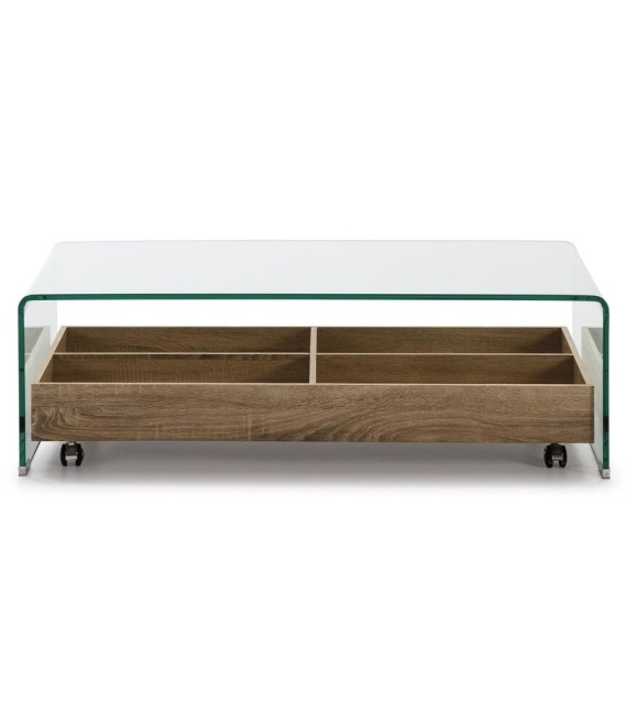 MESA DE CENTRO CUNIL CRISTAL Y MADERA MDF 