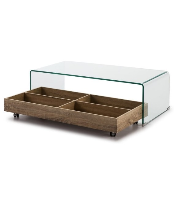 MESA DE CENTRO CUNIL CRISTAL Y MADERA MDF 