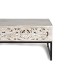 Mesa de centro étnica rectangular en madera tallada y metal gris. 2