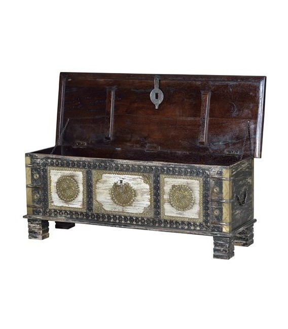 BAÚL MANDALI MADERA Y METAL