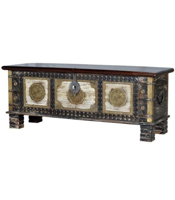 BAÚL MANDALI MADERA Y METAL