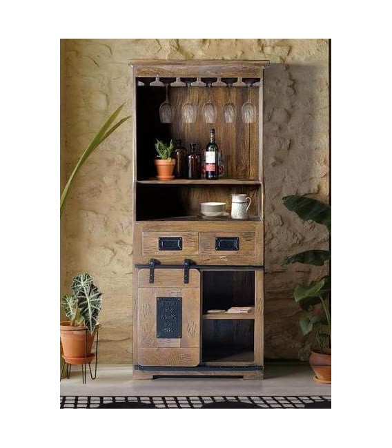 MUEBLE BAR CHICAGOM MADERA Y METAL 