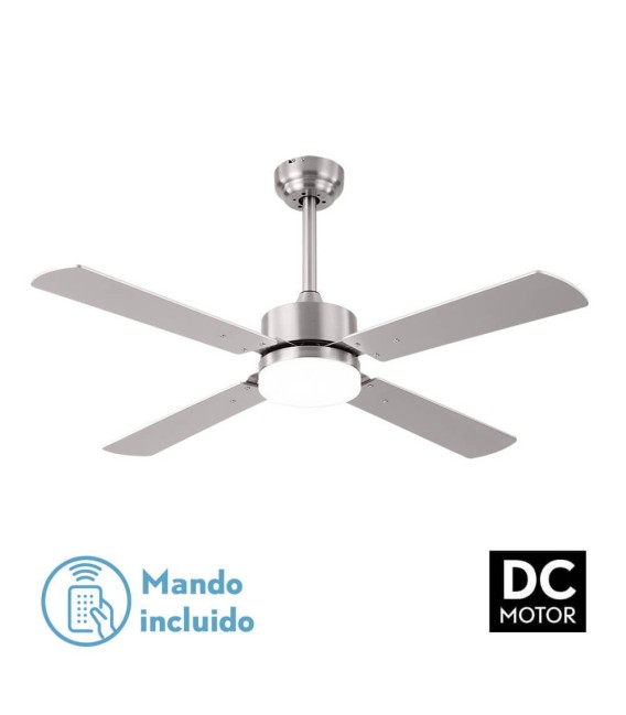 VENTILADOR DC HUPE METAL Y MADERA PLATA Y HAYA