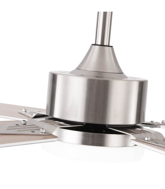 VENTILADOR DC HUPE METAL Y MADERA PLATA Y HAYA