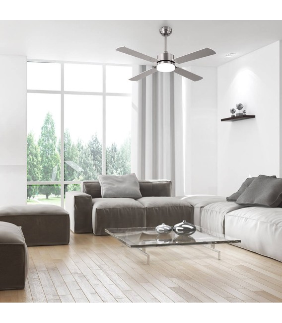 VENTILADOR DC HUPE METAL Y MADERA PLATA Y HAYA