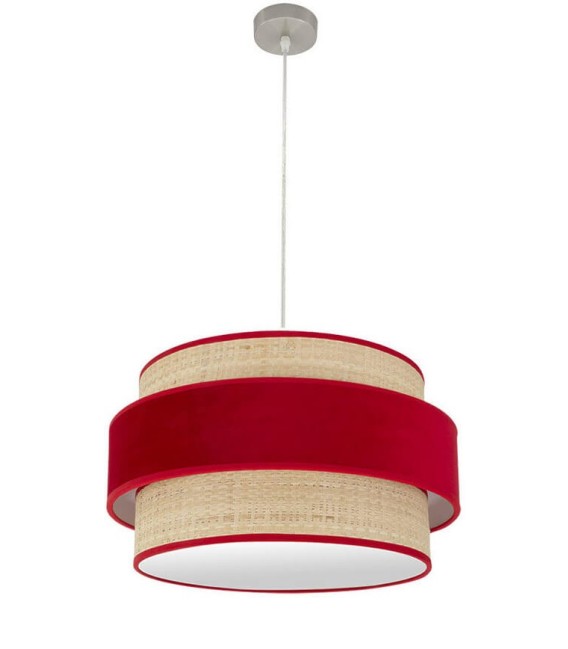 LÁMPARA DE TECHO REYES ROJA 50 Ø ARPILLERA Y TEXTIL 