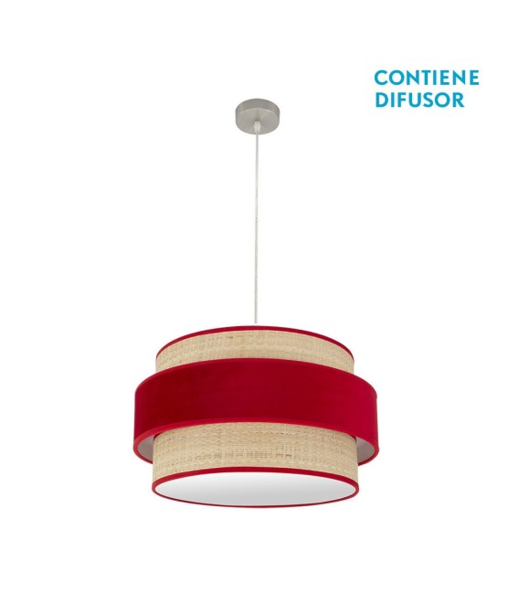 LÁMPARA DE TECHO REYES ROJA 50 Ø ARPILLERA Y TEXTIL 