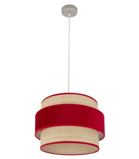 LÁMPARA DE TECHO REYES ROJA 40 Ø ARPILLERA Y TEXTIL