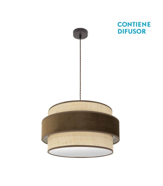 LÁMPARA DE TECHO REYES MARRÓN 40 Ø ARPILLERA Y TEXTIL MDMHOGAR
