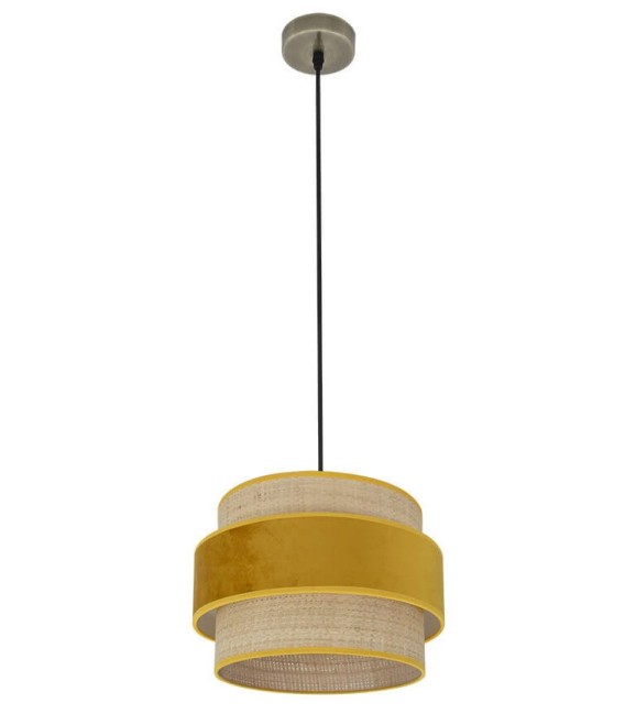 LÁMPARA DE TECHO REYES MOSTAZA 30 Ø ARPILLERA Y TEXTIL
