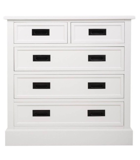 Cómoda contemporánea blanca con tiradores metálicos en negro mate. 1