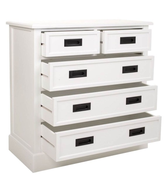 Cómoda contemporánea blanca con tiradores metálicos en negro mate. 2