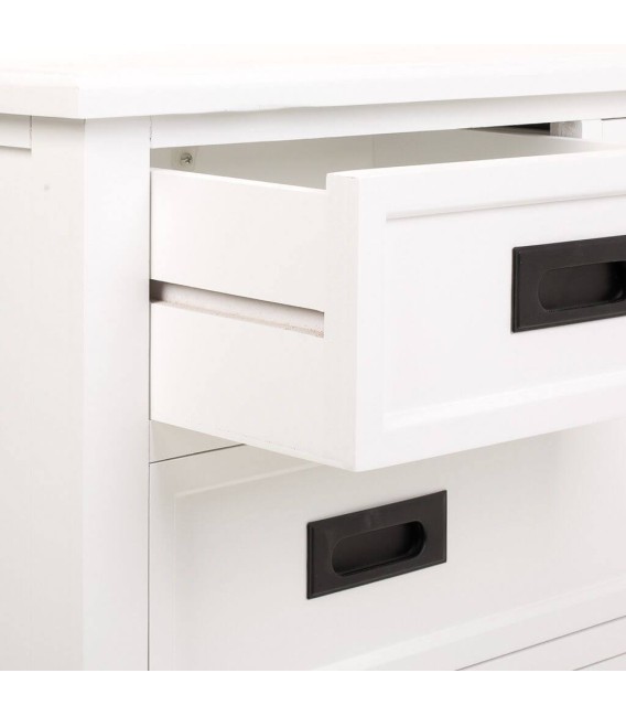 Cómoda contemporánea blanca con tiradores metálicos en negro mate. 3