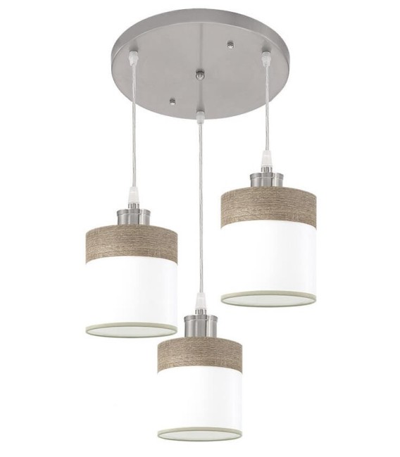 LÁMPARA DE TECHO CLOE 3 METAL Y TEXTIL ROBLE GRIS MDMHOGAR