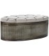 BANCO PIE DE CAMA VIENA GRIS OVALADO METAL Y TEXTIL