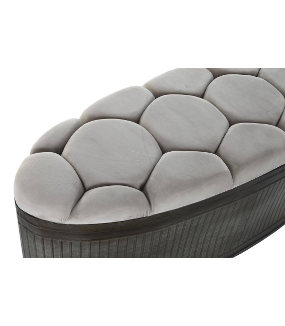 BANCO PIE DE CAMA VIENA GRIS OVALADO METAL Y TEXTIL