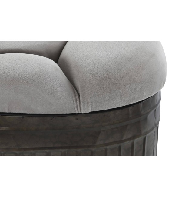 BANCO PIE DE CAMA VIENA GRIS OVALADO METAL Y TEXTIL