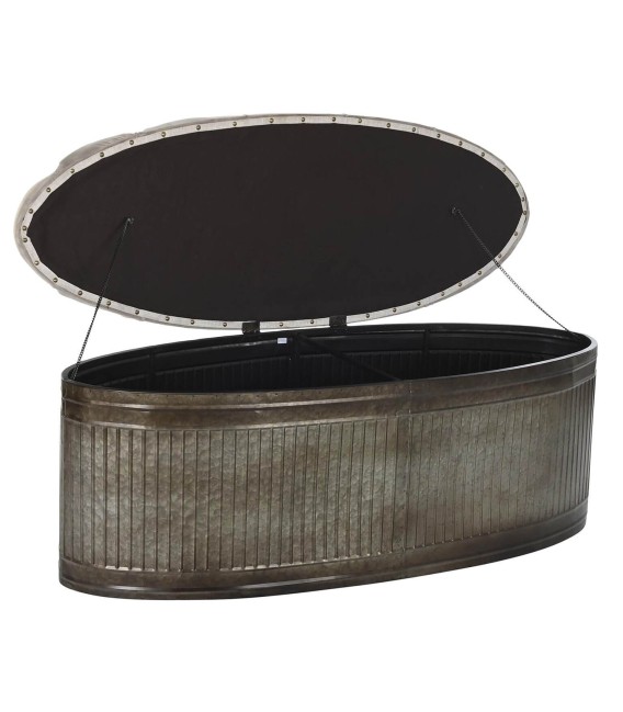 BANCO PIE DE CAMA VIENA GRIS OVALADO METAL Y TEXTIL