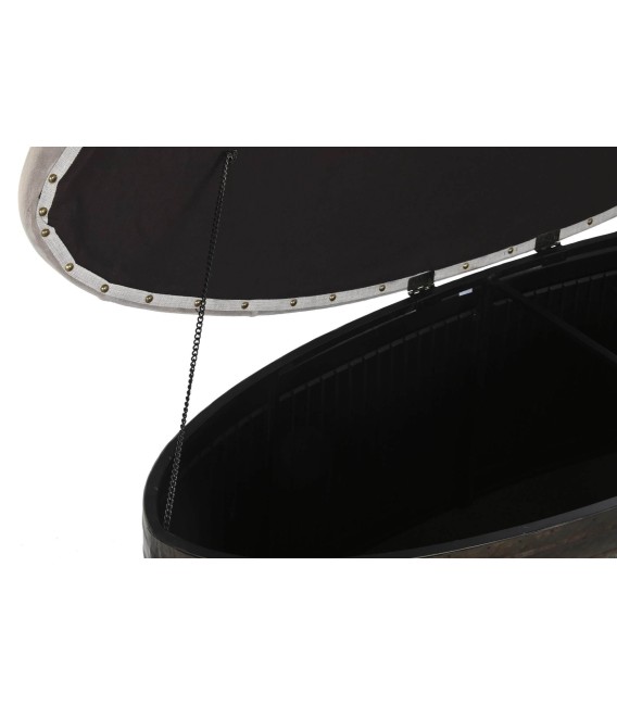 BANCO PIE DE CAMA VIENA GRIS OVALADO METAL Y TEXTIL