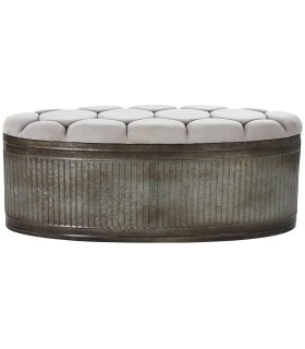 BANCO PIE DE CAMA VIENA GRIS OVALADO METAL Y TEXTIL