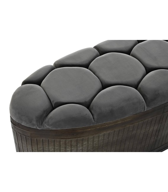 BANCO PIE DE CAMA VIENA GRIS OSCURO OVALADO METAL Y TEXTIL MDMHOGAR