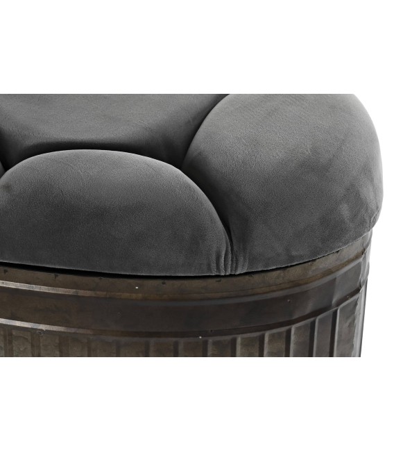 BANCO PIE DE CAMA VIENA GRIS OSCURO OVALADO METAL Y TEXTIL MDMHOGAR