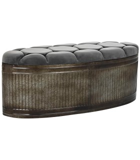 BANCO PIE DE CAMA VIENA GRIS OSCURO OVALADO METAL Y TEXTIL MDMHOGAR
