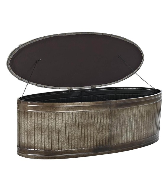 BANCO PIE DE CAMA VIENA GRIS OSCURO OVALADO METAL Y TEXTIL MDMHOGAR