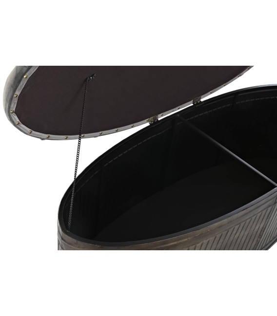 BANCO PIE DE CAMA VIENA GRIS OSCURO OVALADO METAL Y TEXTIL MDMHOGAR